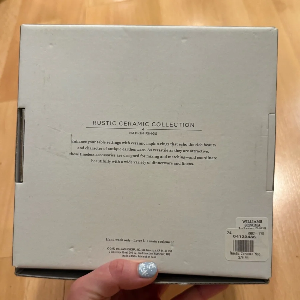 Williams Sonoma Rustic Blue Ceramic Napkin Rings
